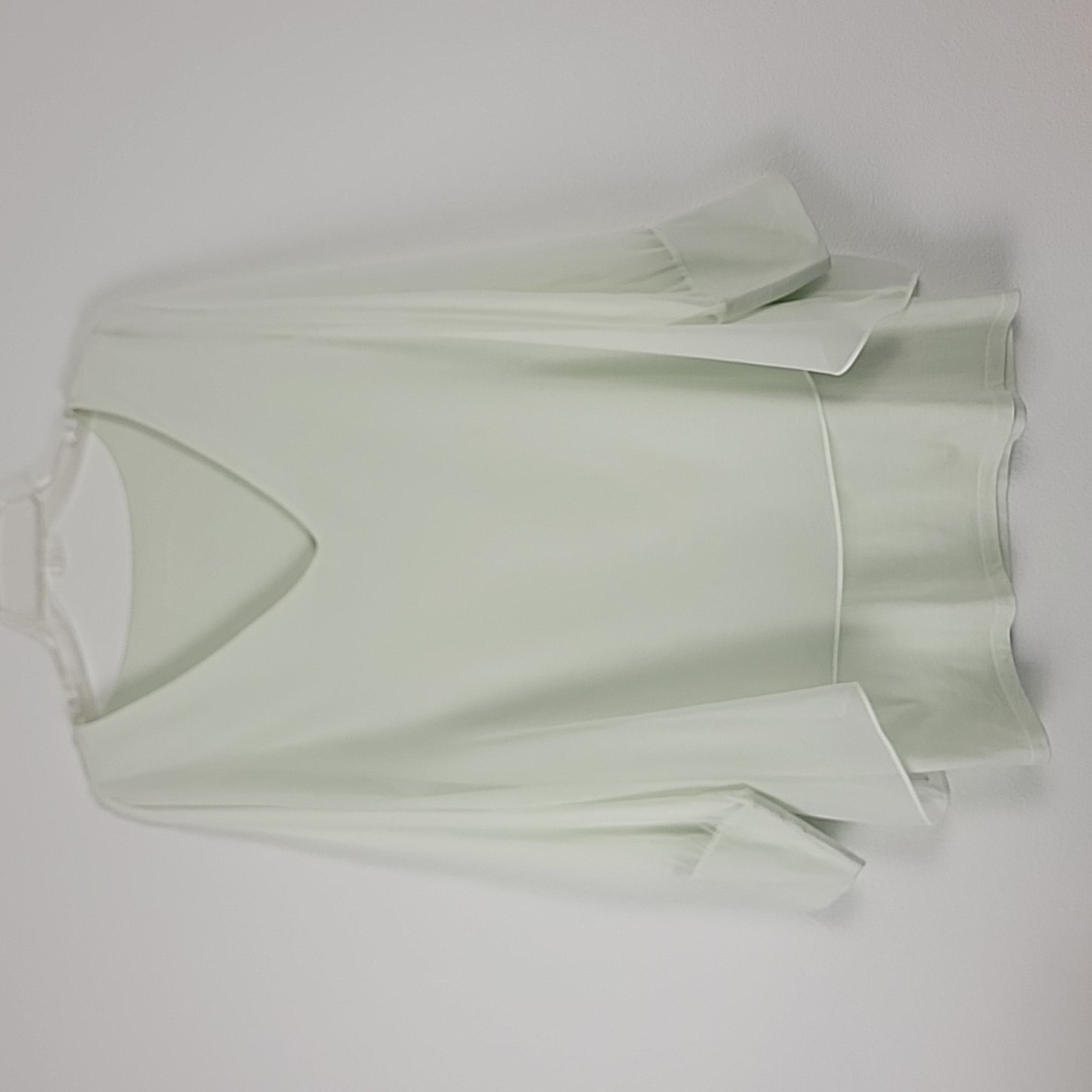 Soft Surroundings Pastel Light Green Chiffon Layered Women's Long Sleeve Top L